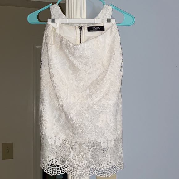 Lulu’s White Lace Two Piece Shirt and Skirt - Picture 2 of 2